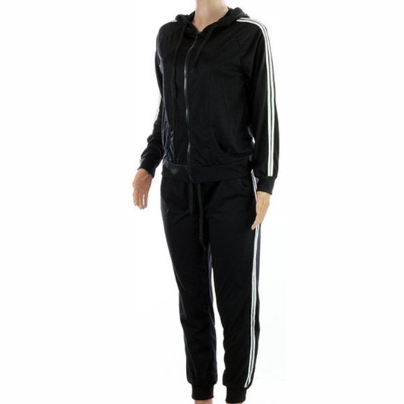 ATHLEISURE Side Stripes Tracksuit Jogger 2-Piece Athletic Wear Set - Picture 2 of 3